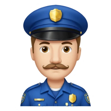Male police officer, white cap, mustache, realistic portrait sticker