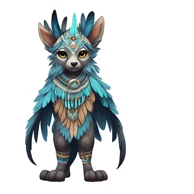 cute cool edgy ethereal l epic tribal fantasy animal fursona Fionbri creature by griffsnuff & LiLaiRa & Falvie with exotic colors with intricate patterns and feathers and headdress and necklace full body sticker