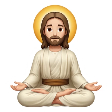 Jesus meditating, hands in lap, peaceful face sticker