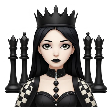 goth black chess queen sticker