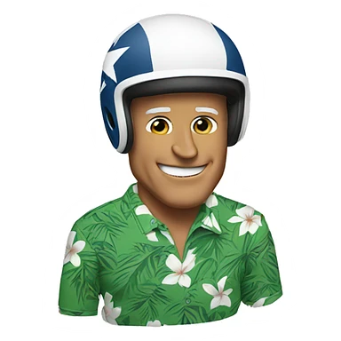 Joe Biden wearing a football helmet and a Hawaiian shirt sticker