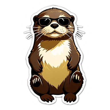 Otter mit Sonnenbrille und goldkette  sticker