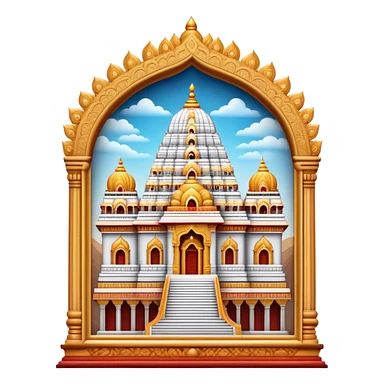 Cinematic Realistic Tirupati Balaji Temple Landmark Emoji, depicted with intricate carvings and spiritual aura rendered with lifelike detail and radiant, divine lighting. sticker