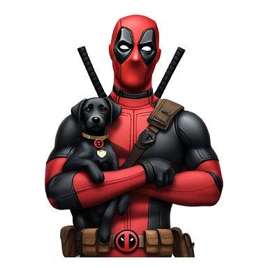 Deadpool holding black lab sticker