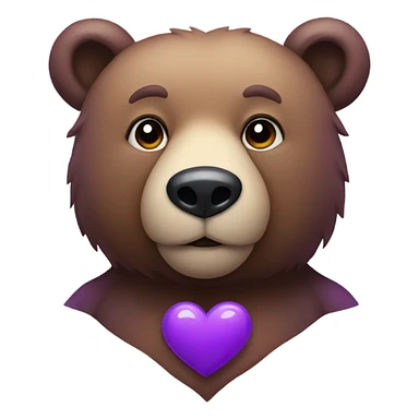Bear with purple heart sticker
