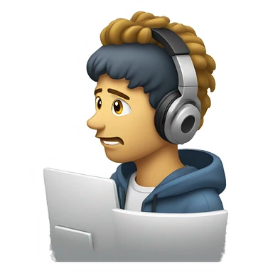 mind blown man with headphones editing on a computer  sticker