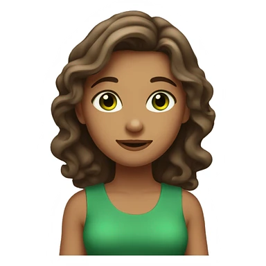 Taned girl with waivy brown hair and green eyes sticker