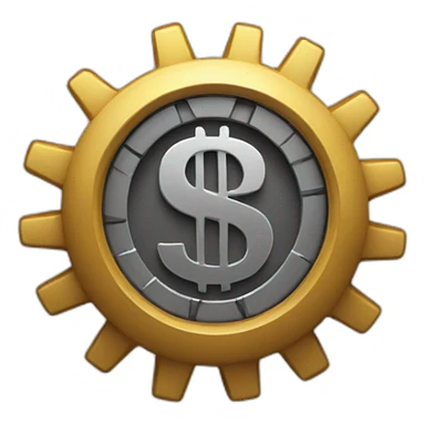 a gear with a dollar sign in the center sticker