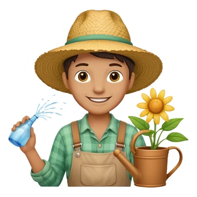 gardener holding watering pot sticker
