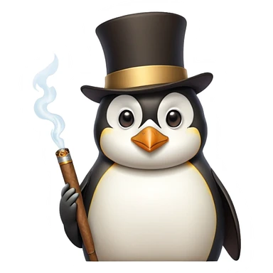 Penguin Wizard in a top hat and monacle and cigar sticker
