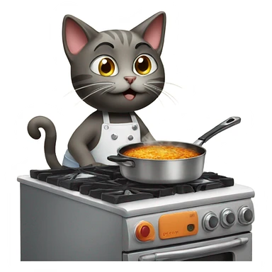 Cat cooking on gas range sticker