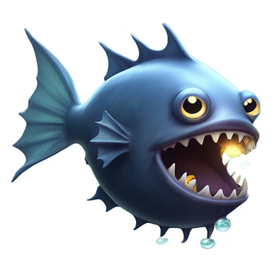 Anglerfish with glowing lure, sharp teeth, and big eyes. sticker