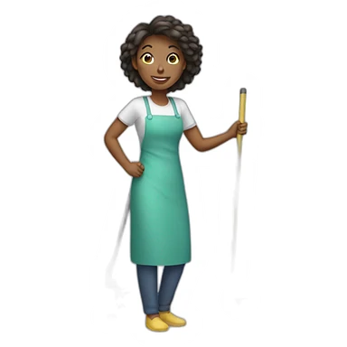 woman cleaning sticker