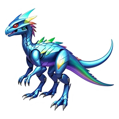 Shiny Futuristic Celestial Fakemon-Pokemon-Digimon-Spectrobes-Raptor-fusion, full body, two legs sticker