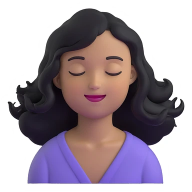person with eyes closed smiling feeling a refreshing breeze with hair gently flowing sticker
