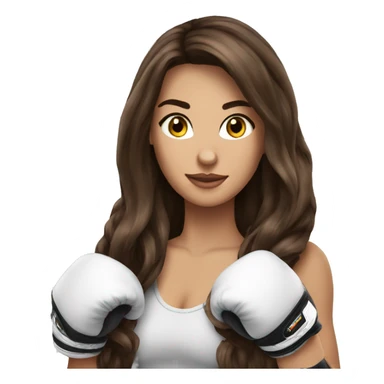 à beatiful long hair brunette with boxer gloves sticker