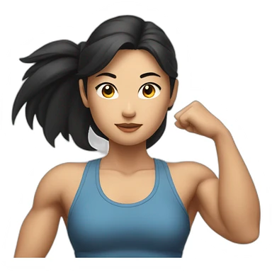 Athletic Asian girl show biceps sticker
