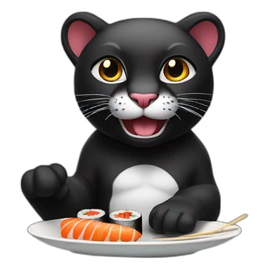 Black panthère eat sushi sticker