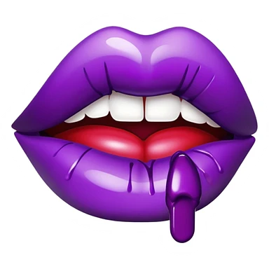 Lips with  lipstick with dark purple  drips sticker