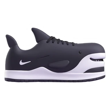 Make the orca's Nike sneakers clearly black and white, keep the rest unchanged, 3D emoji style, with no background. sticker