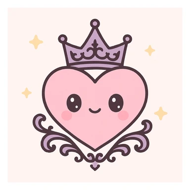 gothic heart with a gothic crown, kawaii style, ornate, dark, elegant sticker