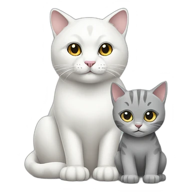 white big cat and grey little cat sticker