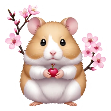 Hamster with cherry blossom sticker