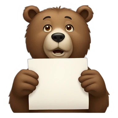 bear holding blank paper sticker