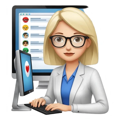 a woman developer in a meeting with others developers, in the background a mainframe computer sticker