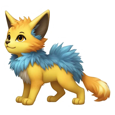 Anthro-Edgy-Cool-Blue-Yellow-Beige-Orange-Contrast-Colors-Fantasy-Fur-Sona-Chibi-Shiny-Fakémon-Hybrid full body sticker