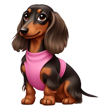 Dachshund long hair with pink dress sticker