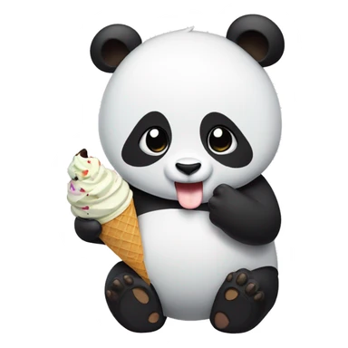Panda eating ice cream sticker