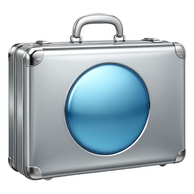 A luxury briefcase emoji made of polished silver chrome, smooth rectangular shape, metallic reflections, minimal high-end design, swag business aesthetic, iOS emoji style, centered, clean white background
 sticker