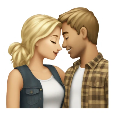 Girl with blonde hair kissing guy with brown hair  sticker