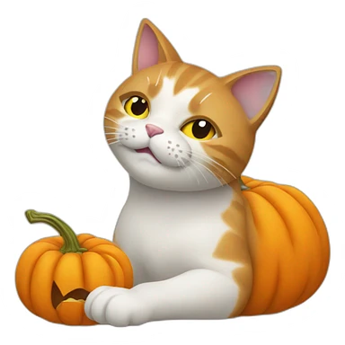 Cat carving a pumpkin sticker