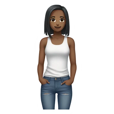 Anime girl wearing a tank top and short jeans  sticker