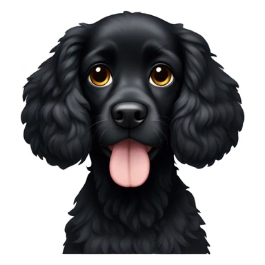 Small completely black spaniel with black fur on his whole face and white fur only on his chest sticker