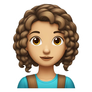 Menina cabelo castanho longo e meio curto com olhos azuis Cartoon  sticker