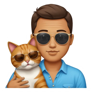 Funny cat cool man kissing  sticker