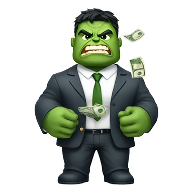 Hulk in business suit holding money  sticker