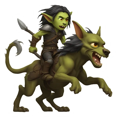 goblin with long hair riding a worg  sticker