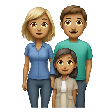 una familia de 5 personas con 2 niñas y un niño sticker