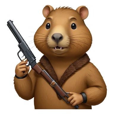 capybara holding a gun sticker