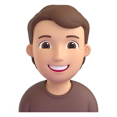 A man with short brown hair, with a smile sticker
