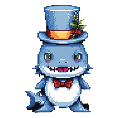 shark with a tophat front view sticker