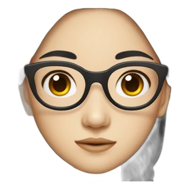 chinese girl with black long hair with glasses sticker