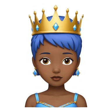 black girl blue short hair princess  sticker