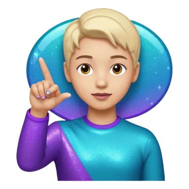 Glitter Roxo e Ciano Dedo apontando pro lado sticker