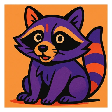 expressive illustration of a purple raccoon sticker