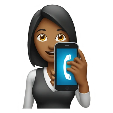 woman showing big phone sticker